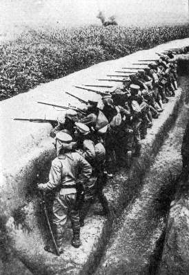 Japanese troops in action near Kiaochow
